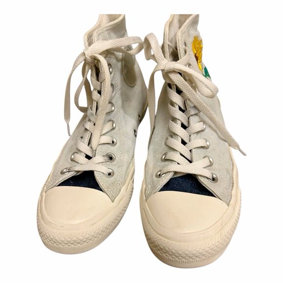 Converse Womens Denim Contrast Embroidered Sunflower High Top Tennis Shoe Sz 8.5 - Picture 9 of 9